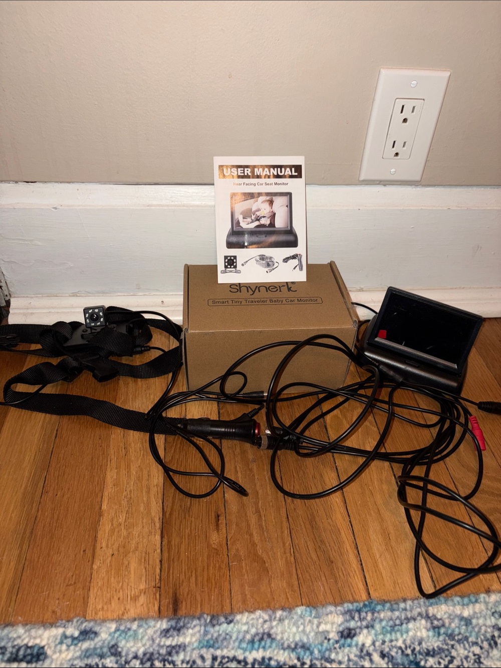 Black Baby Car Monitor with Screen and Accessories